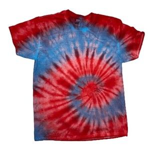 Tie Dye T Shirt Red and Light Blue